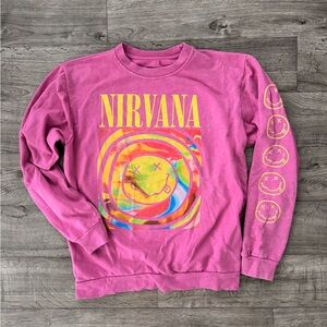 NIRVANA Pink and Yellow Graphic Tee